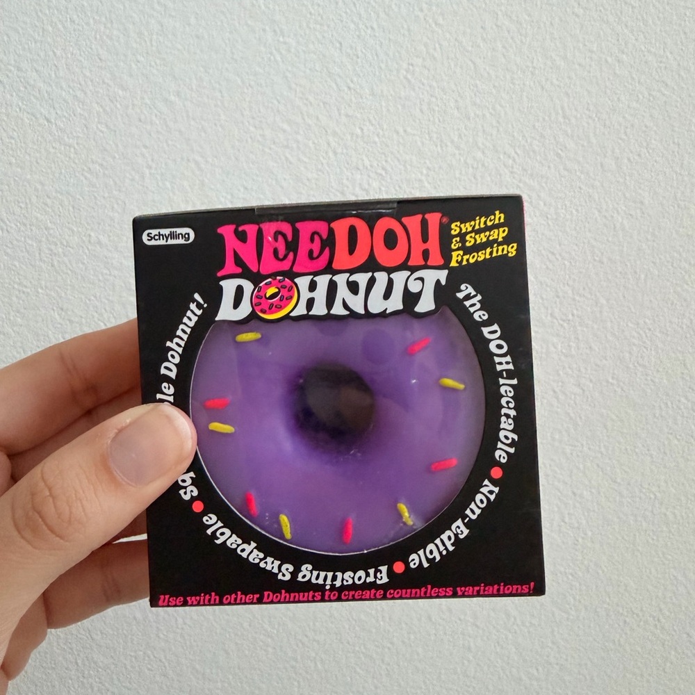 NEW! NeeDoh Donut~Yellow with Purple Frosting and Sprinkles~Squishy Fidget Toy